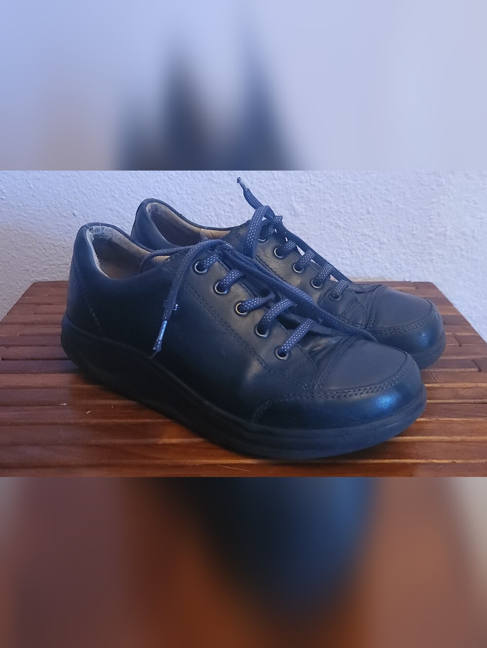 FINN COMFORT Black Leather Lace-Up Casual Shoes